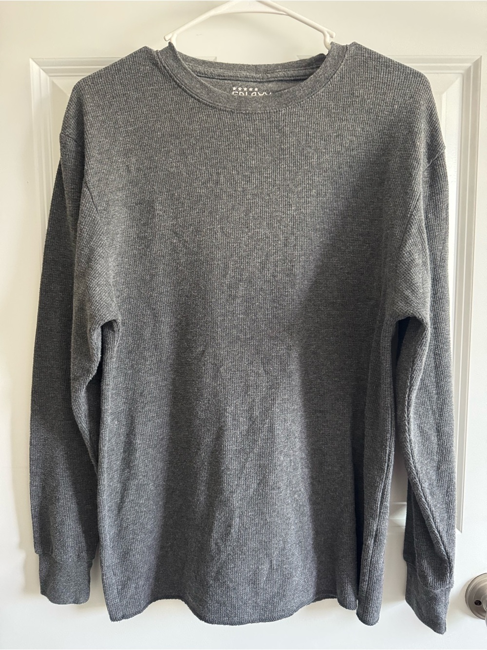 Galaxy By Harvic Men's Charcoal Gray Thermal Crewneck
